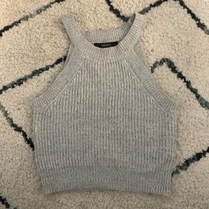 grey halter crop top